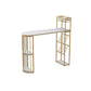 Industrial Faux Marble Bar Dining Table Double Pedestal Bar Table with Wine Glass Holders
