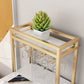 Industrial Faux Marble Bar Dining Table Double Pedestal Bar Table with Wine Glass Holders