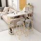 Industrial Faux Marble Bar Dining Table Double Pedestal Bar Table with Wine Glass Holders