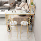Industrial Faux Marble Bar Dining Table Double Pedestal Bar Table with Wine Glass Holders