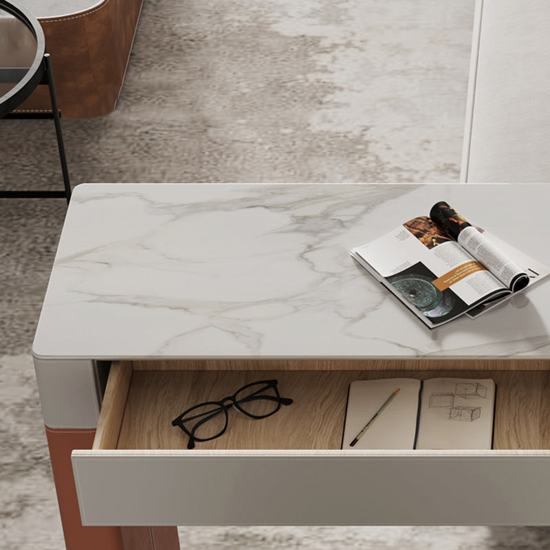 Modern Stone Top Bar Dining Table Rectangle Pub Table with Double Pedestal Clearhalo 'Bar Furniture' 'Bar Tables' 'bar_tables' 'furn' 'furn_bar_tables' 'Furniture' 'Kitchen & Dining Furniture' 6748355
