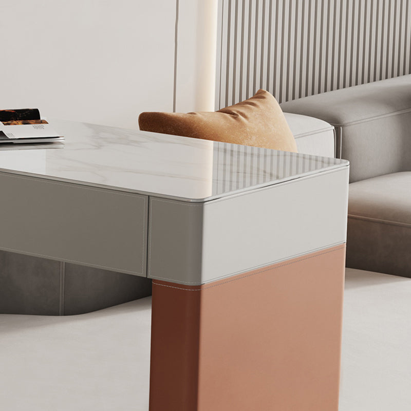 Modern Stone Top Bar Dining Table Rectangle Pub Table with Double Pedestal Clearhalo 'Bar Furniture' 'Bar Tables' 'bar_tables' 'furn' 'furn_bar_tables' 'Furniture' 'Kitchen & Dining Furniture' 6748356