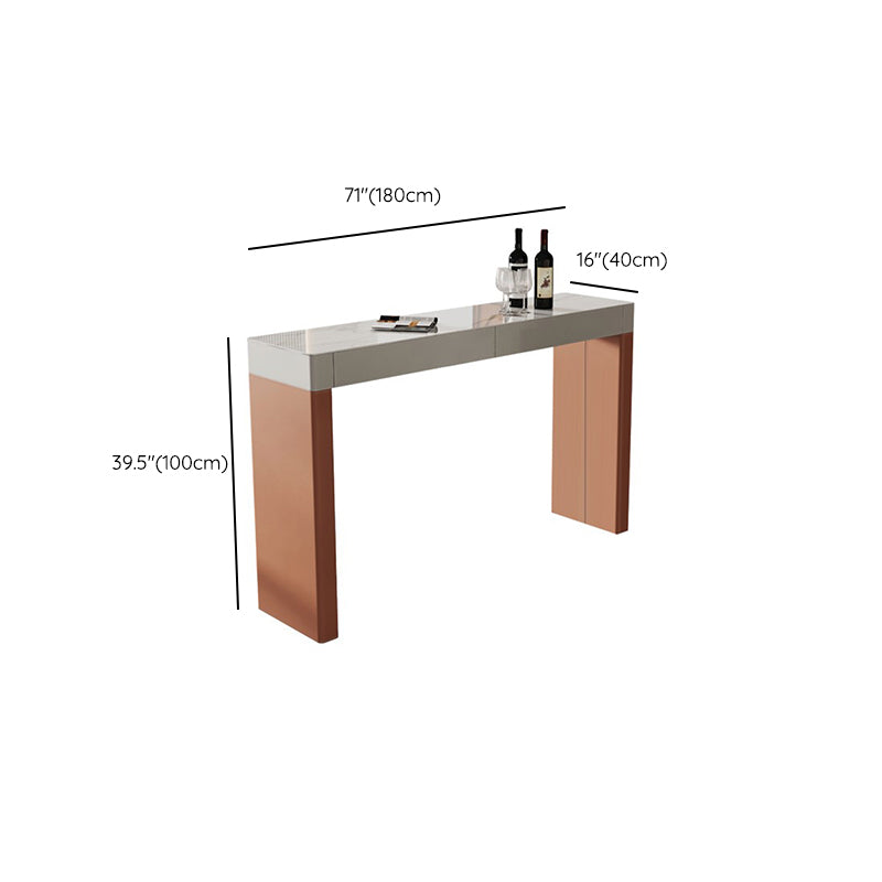 Modern Stone Top Bar Dining Table Rectangle Pub Table with Double Pedestal Clearhalo 'Bar Furniture' 'Bar Tables' 'bar_tables' 'furn' 'furn_bar_tables' 'Furniture' 'Kitchen & Dining Furniture' 6748360
