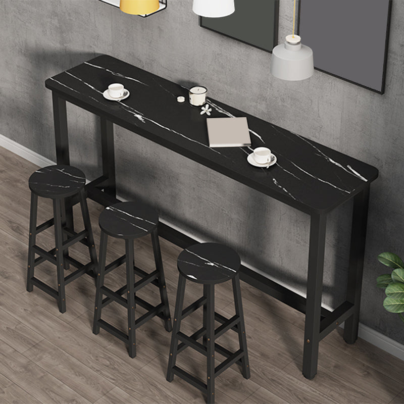 Modern Wooden Bistro Bar Table Rectangle Metal Base Bar Table Black Without Chairs Clearhalo 'Bar Furniture' 'Bar Tables' 'bar_tables' 'furn' 'furn_bar_tables' 'Furniture' 'Kitchen & Dining Furniture' 6748361