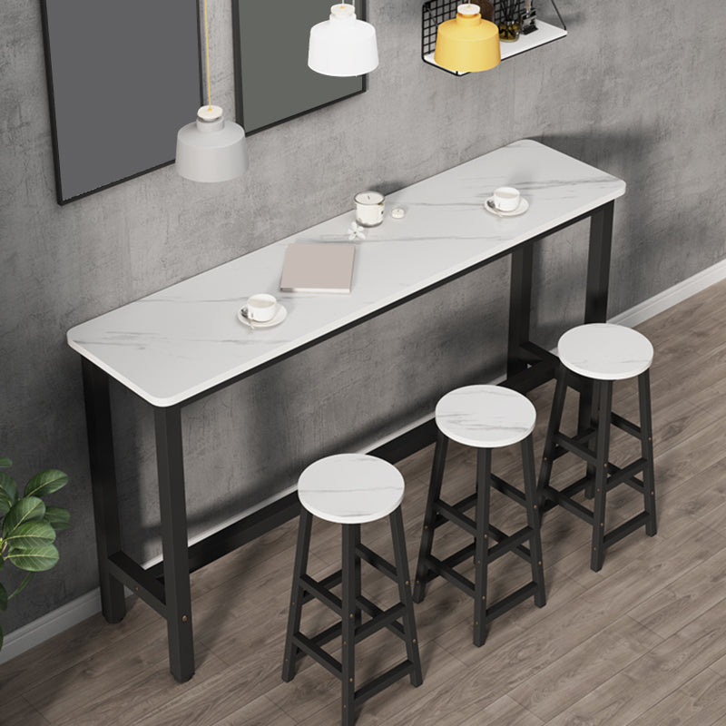 Modern Wooden Bistro Bar Table Rectangle Metal Base Bar Table Clearhalo 'Bar Furniture' 'Bar Tables' 'bar_tables' 'furn' 'furn_bar_tables' 'Furniture' 'Kitchen & Dining Furniture' 6748371