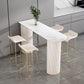 Industrial Free Form Bar Height Table Stone and Iron Bar Table with Double Pedestal 63"L x 15.7"W x 41.3"H White Without Chairs Clearhalo 'Bar Furniture' 'Bar Tables' 'bar_tables' 'furn' 'furn_bar_tables' 'Furniture' 'Kitchen & Dining Furniture' 6748387