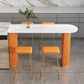 Industrial Free Form Bar Height Table Stone and Iron Bar Table with Double Pedestal 63"L x 15.7"W x 41.3"H Orange Without Chairs Clearhalo 'Bar Furniture' 'Bar Tables' 'bar_tables' 'furn' 'furn_bar_tables' 'Furniture' 'Kitchen & Dining Furniture' 6748389