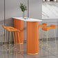 Industrial Free Form Bar Height Table Stone and Iron Bar Table with Double Pedestal 55.1"L x 15.7"W x 41.3"H Orange Without Chairs Clearhalo 'Bar Furniture' 'Bar Tables' 'bar_tables' 'furn' 'furn_bar_tables' 'Furniture' 'Kitchen & Dining Furniture' 6748390