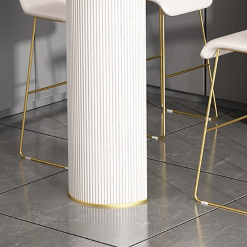 Industrial Free Form Bar Height Table Stone and Iron Bar Table with Double Pedestal Clearhalo 'Bar Furniture' 'Bar Tables' 'bar_tables' 'furn' 'furn_bar_tables' 'Furniture' 'Kitchen & Dining Furniture' 6748393