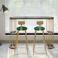 Gold Metal Pub Table Stone Top Industrial Bar Table with Storages 63"L x 15.7"W x 41.3"H Black Without Chairs Clearhalo 'Bar Furniture' 'Bar Tables' 'bar_tables' 'furn' 'furn_bar_tables' 'Furniture' 'Kitchen & Dining Furniture' 6748403