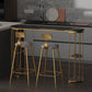 Gold Metal Pub Table Stone Top Industrial Bar Table with Storages 70.9"L x 15.7"W x 41.3"H Black Without Chairs Clearhalo 'Bar Furniture' 'Bar Tables' 'bar_tables' 'furn' 'furn_bar_tables' 'Furniture' 'Kitchen & Dining Furniture' 6748404