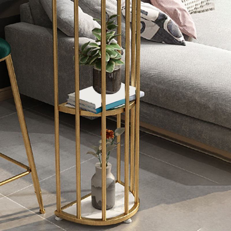 Gold Metal Pub Table Stone Top Industrial Bar Table with Storages Clearhalo 'Bar Furniture' 'Bar Tables' 'bar_tables' 'furn' 'furn_bar_tables' 'Furniture' 'Kitchen & Dining Furniture' 6748406