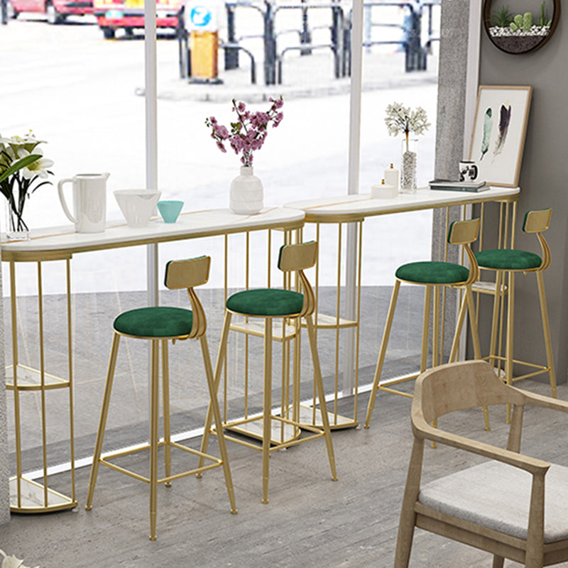 Gold Metal Pub Table Stone Top Industrial Bar Table with Storages Clearhalo 'Bar Furniture' 'Bar Tables' 'bar_tables' 'furn' 'furn_bar_tables' 'Furniture' 'Kitchen & Dining Furniture' 6748410