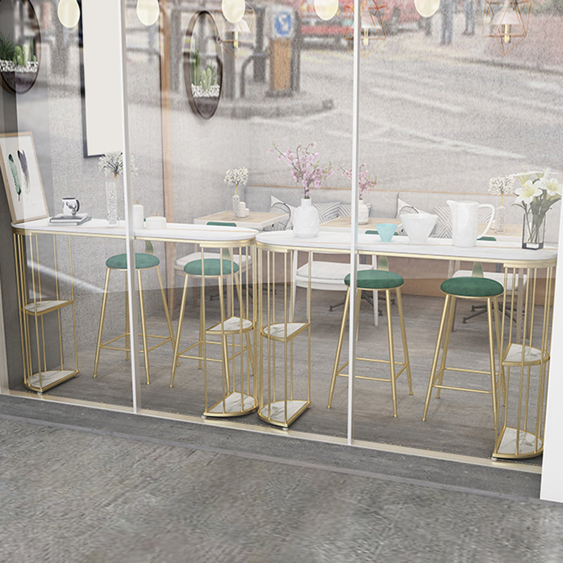 Gold Metal Pub Table Stone Top Industrial Bar Table with Storages Clearhalo 'Bar Furniture' 'Bar Tables' 'bar_tables' 'furn' 'furn_bar_tables' 'Furniture' 'Kitchen & Dining Furniture' 6748411