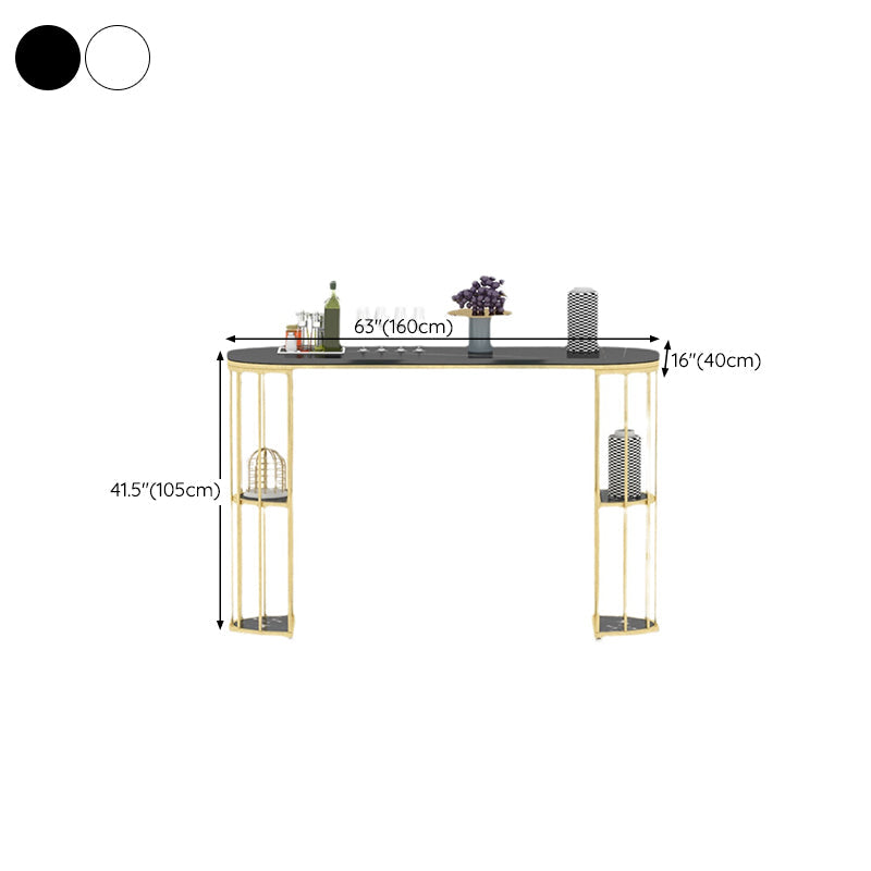 Gold Metal Pub Table Stone Top Industrial Bar Table with Storages Clearhalo 'Bar Furniture' 'Bar Tables' 'bar_tables' 'furn' 'furn_bar_tables' 'Furniture' 'Kitchen & Dining Furniture' 6748418