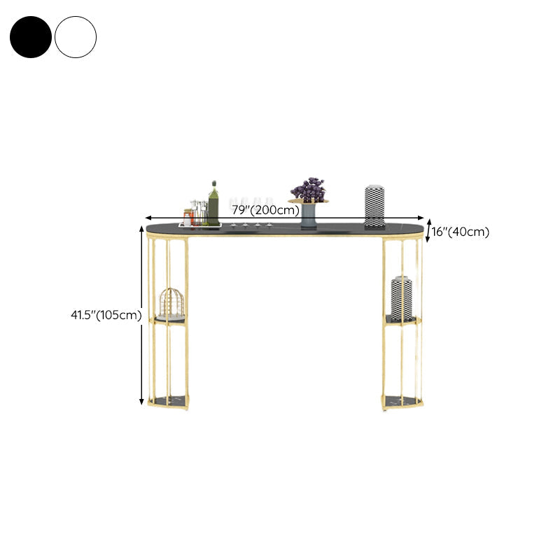Gold Metal Pub Table Stone Top Industrial Bar Table with Storages Clearhalo 'Bar Furniture' 'Bar Tables' 'bar_tables' 'furn' 'furn_bar_tables' 'Furniture' 'Kitchen & Dining Furniture' 6748420