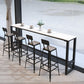 Rectangle Faux Marble Bar Height Table Contemporary Trestle Base Bar Table 102.4"L x 15.7"W x 41.3"H Black Without Chairs Clearhalo 'Bar Furniture' 'Bar Tables' 'bar_tables' 'furn' 'furn_bar_tables' 'Furniture' 'Kitchen & Dining Furniture' 6748421