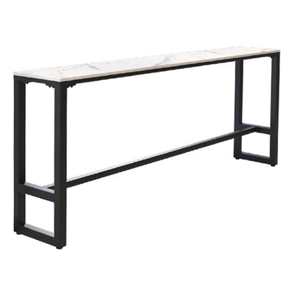 Rectangle Faux Marble Bar Height Table Contemporary Trestle Base Bar Table Black Without Chairs Clearhalo 'Bar Furniture' 'Bar Tables' 'bar_tables' 'furn' 'furn_bar_tables' 'Furniture' 'Kitchen & Dining Furniture' 6748425