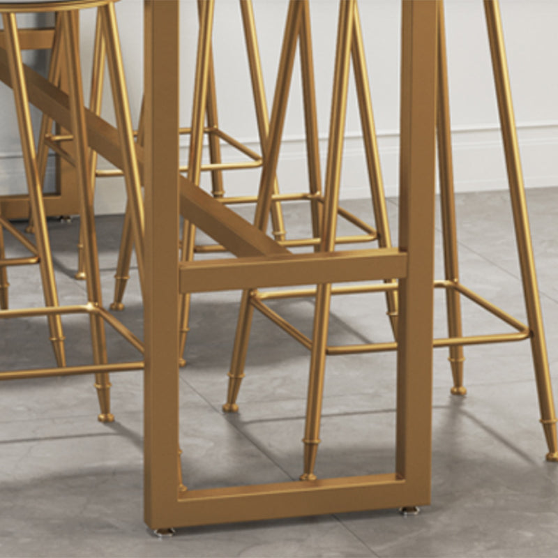 Rectangle Faux Marble Bar Height Table Contemporary Trestle Base Bar Table Clearhalo 'Bar Furniture' 'Bar Tables' 'bar_tables' 'furn' 'furn_bar_tables' 'Furniture' 'Kitchen & Dining Furniture' 6748427