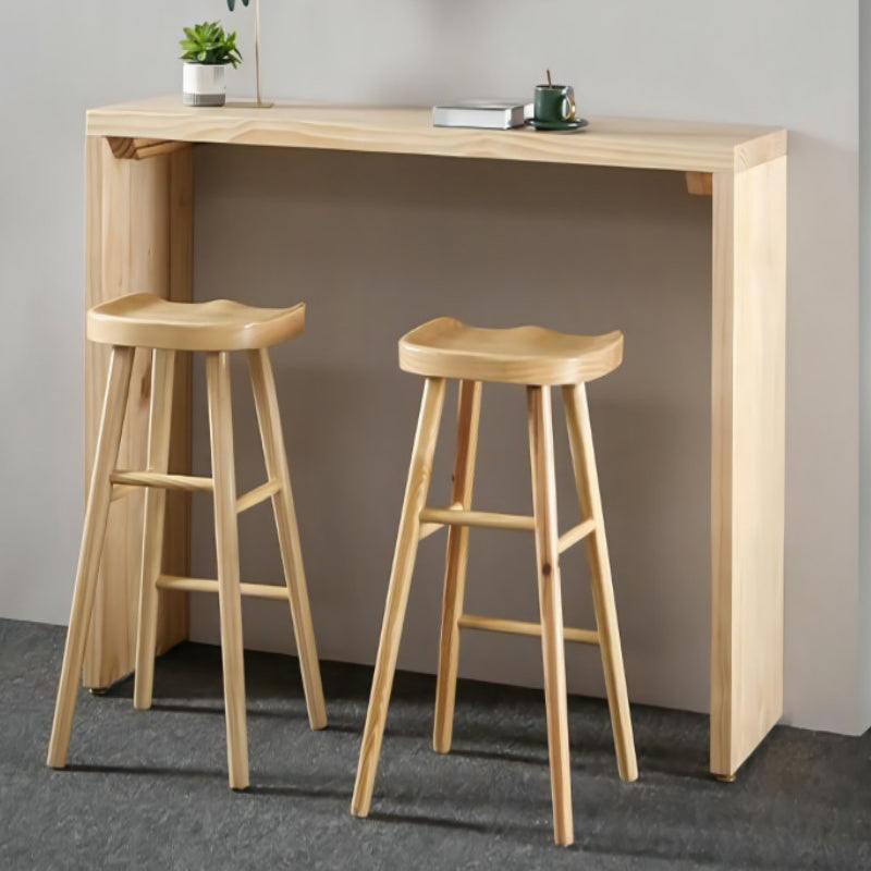 Rectangle Standard Height Bar Table Pine Solid Wood Bar Dining Table with Double Pedestal 31"L x 12"W x 32"H Without Chairs Clearhalo 'Bar Furniture' 'Bar Tables' 'bar_tables' 'furn' 'furn_bar_tables' 'Furniture' 'Kitchen & Dining Furniture' 6748445