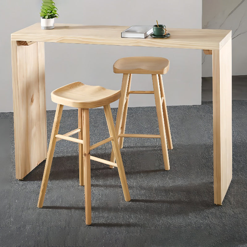 Rectangle Standard Height Bar Table Pine Solid Wood Bar Dining Table with Double Pedestal Clearhalo 'Bar Furniture' 'Bar Tables' 'bar_tables' 'furn' 'furn_bar_tables' 'Furniture' 'Kitchen & Dining Furniture' 6748454