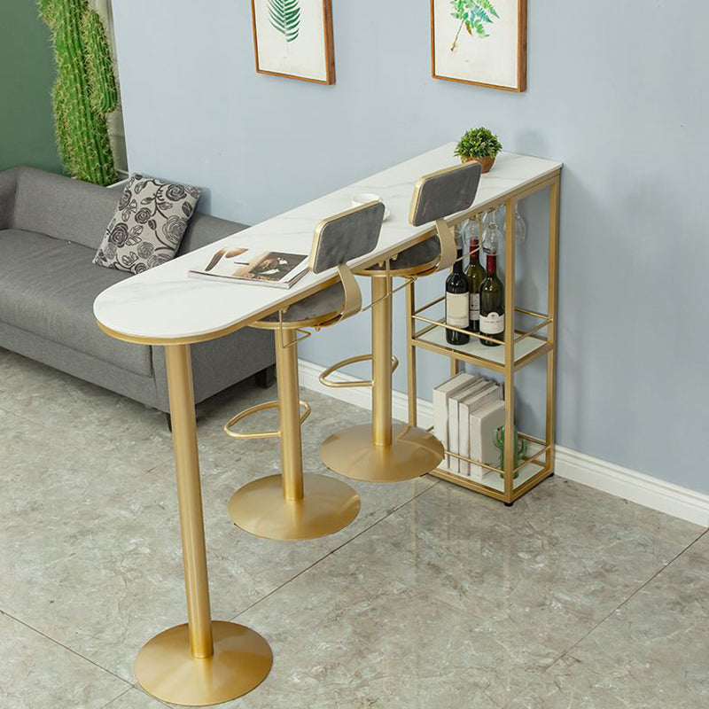 Sintered Stone Bistro Bar Table Modern Gold Frame Bar Table for Living Room 70.9"L x 15.7"W x 41.3"H Without Chairs Clearhalo 'Bar Furniture' 'Bar Tables' 'bar_tables' 'furn' 'furn_bar_tables' 'Furniture' 'Kitchen & Dining Furniture' 6748471