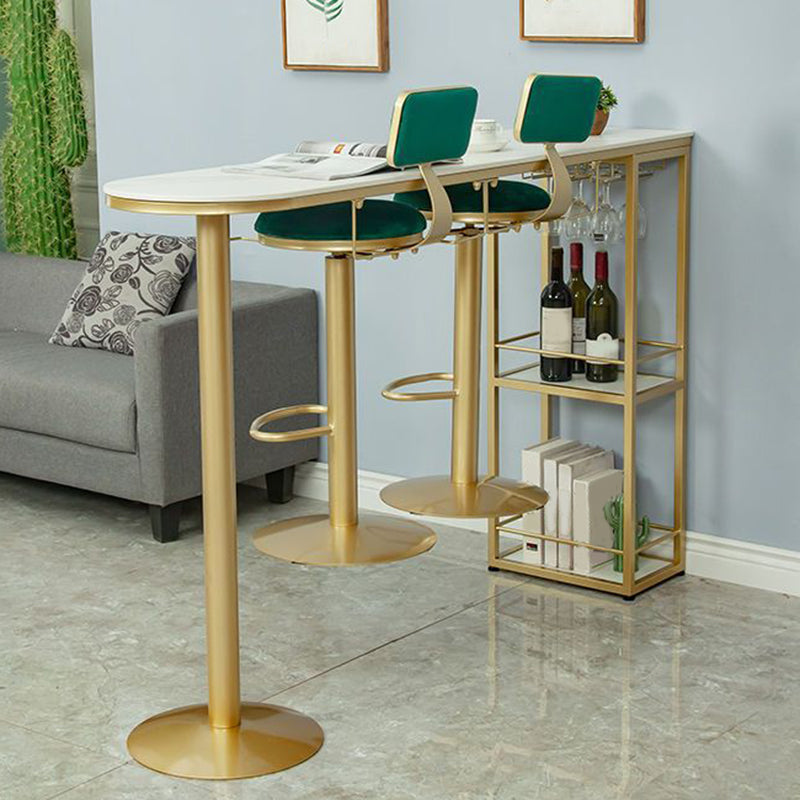 Sintered Stone Bistro Bar Table Modern Gold Frame Bar Table for Living Room 63"L x 15.7"W x 41.3"H Without Chairs Clearhalo 'Bar Furniture' 'Bar Tables' 'bar_tables' 'furn' 'furn_bar_tables' 'Furniture' 'Kitchen & Dining Furniture' 6748472