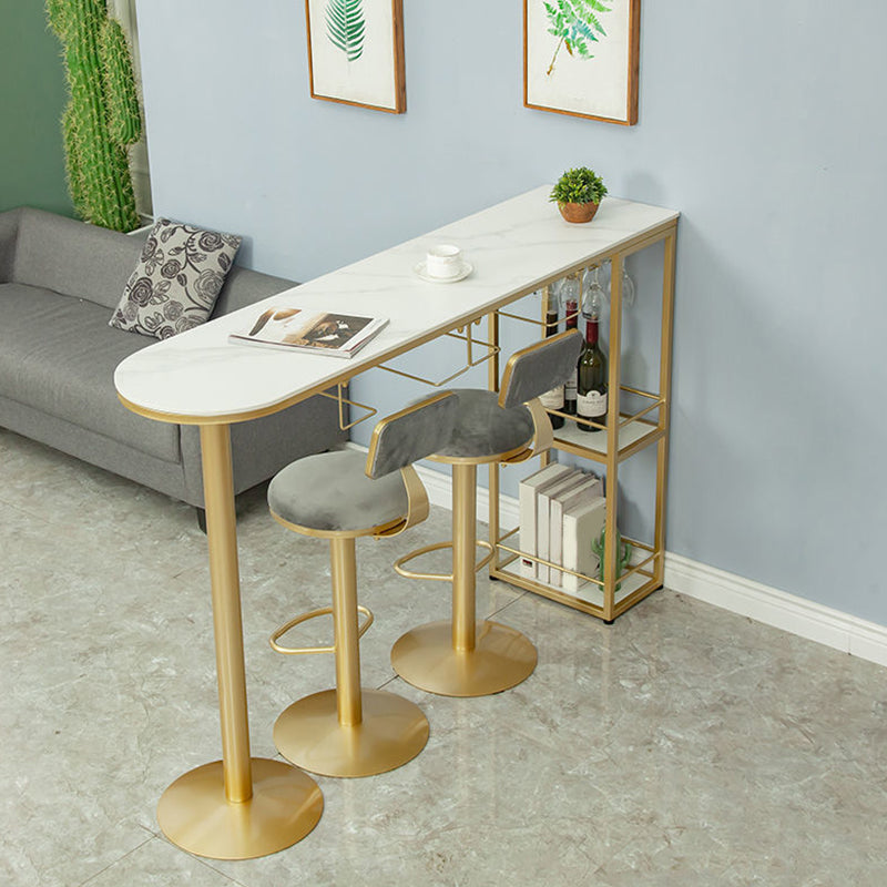 Sintered Stone Bistro Bar Table Modern Gold Frame Bar Table for Living Room 55.1"L x 15.7"W x 41.3"H Without Chairs Clearhalo 'Bar Furniture' 'Bar Tables' 'bar_tables' 'furn' 'furn_bar_tables' 'Furniture' 'Kitchen & Dining Furniture' 6748473