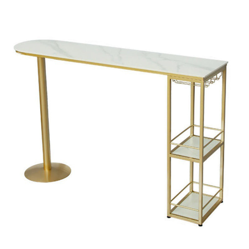 Sintered Stone Bistro Bar Table Modern Gold Frame Bar Table for Living Room Without Chairs Clearhalo 'Bar Furniture' 'Bar Tables' 'bar_tables' 'furn' 'furn_bar_tables' 'Furniture' 'Kitchen & Dining Furniture' 6748479