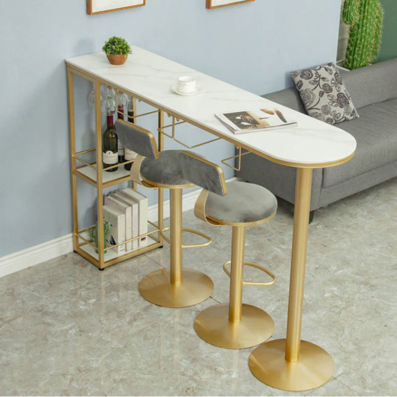 Sintered Stone Bistro Bar Table Modern Gold Frame Bar Table for Living Room Clearhalo 'Bar Furniture' 'Bar Tables' 'bar_tables' 'furn' 'furn_bar_tables' 'Furniture' 'Kitchen & Dining Furniture' 6748482