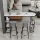 Industrial Free Form Bar Height Table Stone and Iron Bar Table with Storages