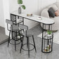 Industrial Free Form Bar Height Table Stone and Iron Bar Table with Storages