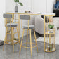Industrial Free Form Bar Height Table Stone and Iron Bar Table with Storages