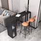 Modern Style Bistro Bar Table Sintered Stone Bar Table with Storage 70.9"L x 15.7"W x 41.3"H Black Gold Without Chairs Clearhalo 'Bar Furniture' 'Bar Tables' 'bar_tables' 'furn' 'furn_bar_tables' 'Furniture' 'Kitchen & Dining Furniture' 6748509