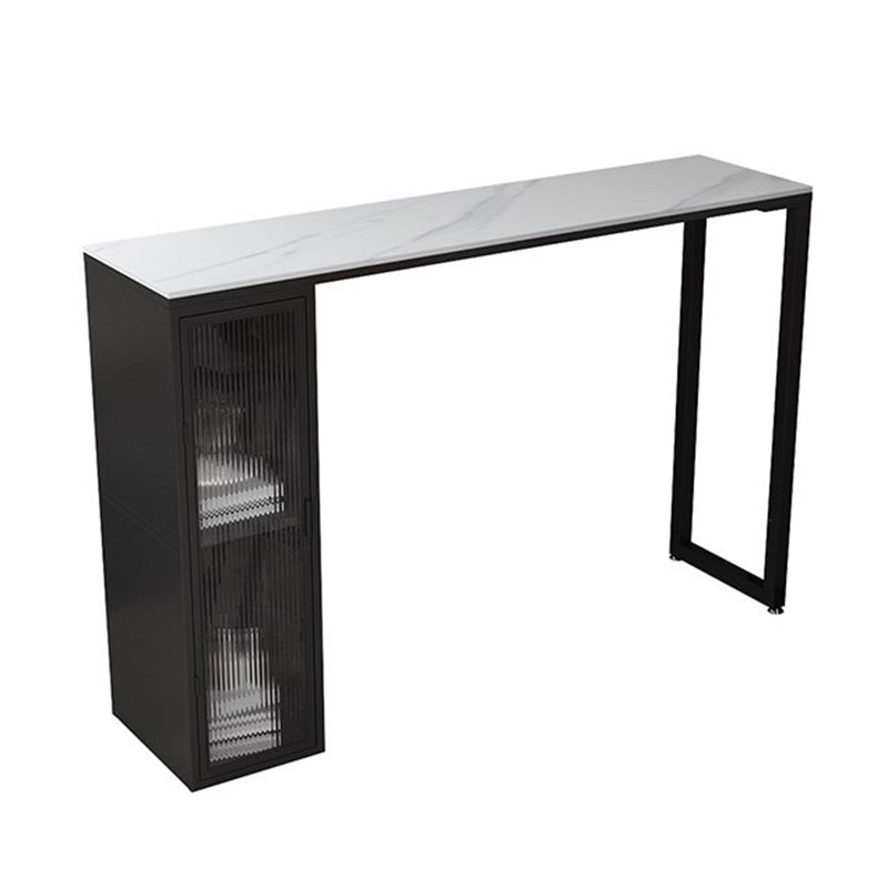 Modern Style Bistro Bar Table Sintered Stone Bar Table with Storage White Without Chairs Clearhalo 'Bar Furniture' 'Bar Tables' 'bar_tables' 'furn' 'furn_bar_tables' 'Furniture' 'Kitchen & Dining Furniture' 6748511
