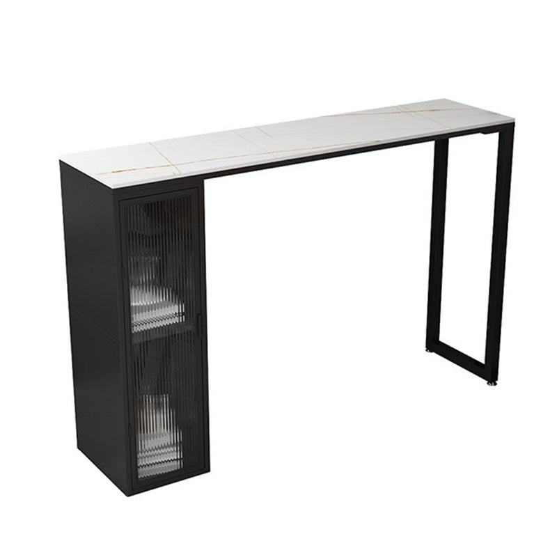 Modern Style Bistro Bar Table Sintered Stone Bar Table with Storage White Gold Without Chairs Clearhalo 'Bar Furniture' 'Bar Tables' 'bar_tables' 'furn' 'furn_bar_tables' 'Furniture' 'Kitchen & Dining Furniture' 6748516