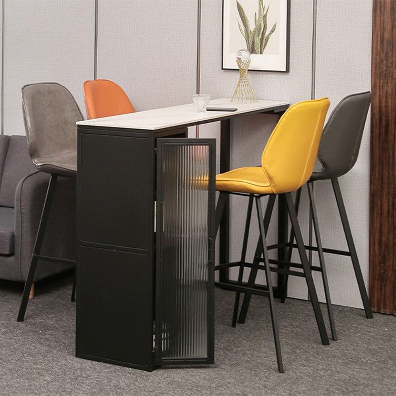 Modern Style Bistro Bar Table Sintered Stone Bar Table with Storage Clearhalo 'Bar Furniture' 'Bar Tables' 'bar_tables' 'furn' 'furn_bar_tables' 'Furniture' 'Kitchen & Dining Furniture' 6748520