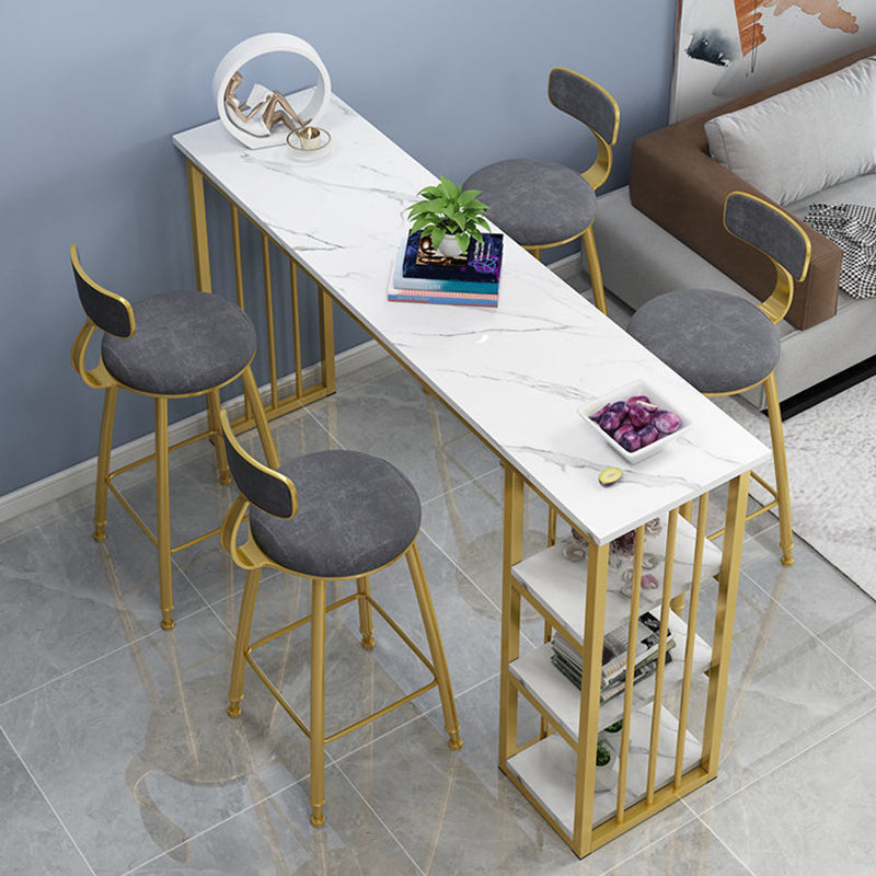 Modern Style Bistro Bar Table Rectangle Wine Rack Bar Table for Living Room 55.1"L x 15.7"W x 41.3"H White Without Chairs Clearhalo 'Bar Furniture' 'Bar Tables' 'bar_tables' 'furn' 'furn_bar_tables' 'Furniture' 'Kitchen & Dining Furniture' 6748529