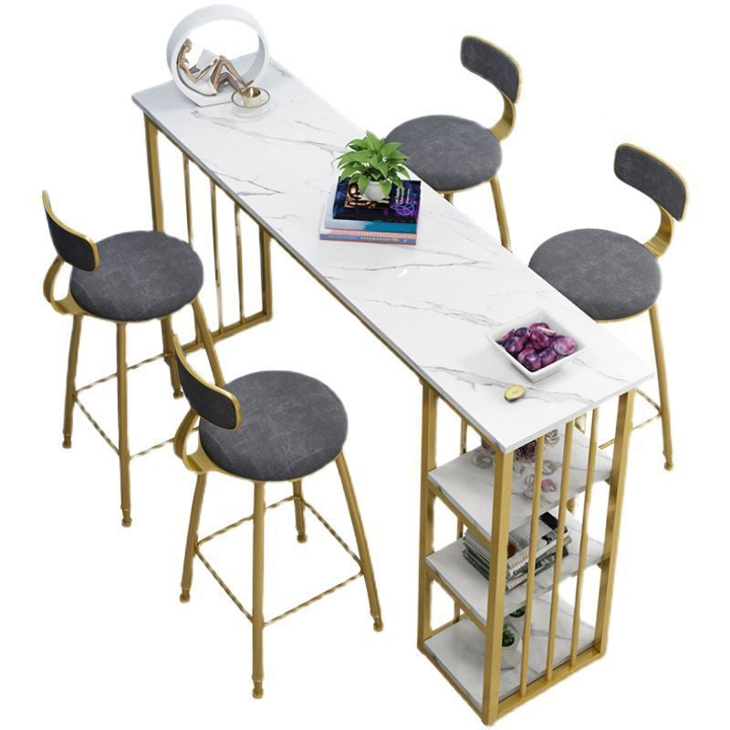 Modern Style Bistro Bar Table Rectangle Wine Rack Bar Table for Living Room
