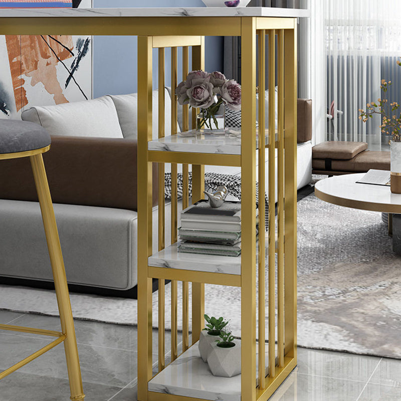 Modern Style Bistro Bar Table Rectangle Wine Rack Bar Table for Living Room