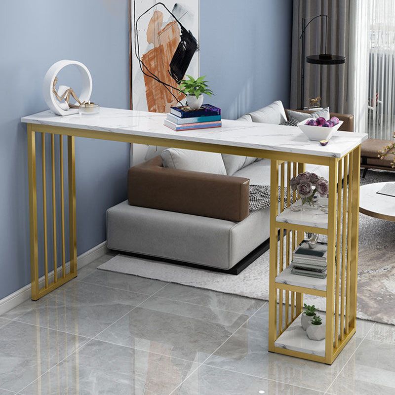 Modern Style Bistro Bar Table Rectangle Wine Rack Bar Table for Living Room