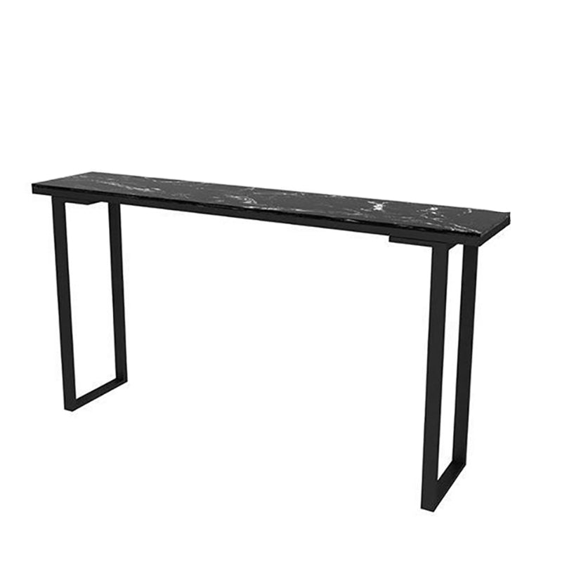 Modern Faux Marble Bistro Bar Table Rectangle Metal Base Bar Table Black Without Chairs Clearhalo 'Bar Furniture' 'Bar Tables' 'bar_tables' 'furn' 'furn_bar_tables' 'Furniture' 'Kitchen & Dining Furniture' 6748548