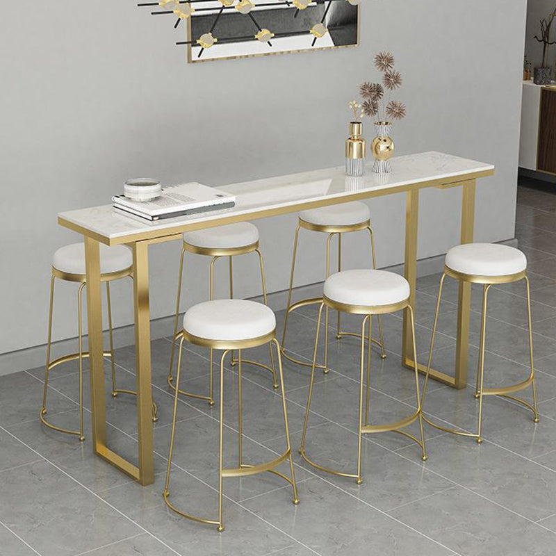 Modern Faux Marble Bistro Bar Table Rectangle Metal Base Bar Table Clearhalo 'Bar Furniture' 'Bar Tables' 'bar_tables' 'furn' 'furn_bar_tables' 'Furniture' 'Kitchen & Dining Furniture' 6748550