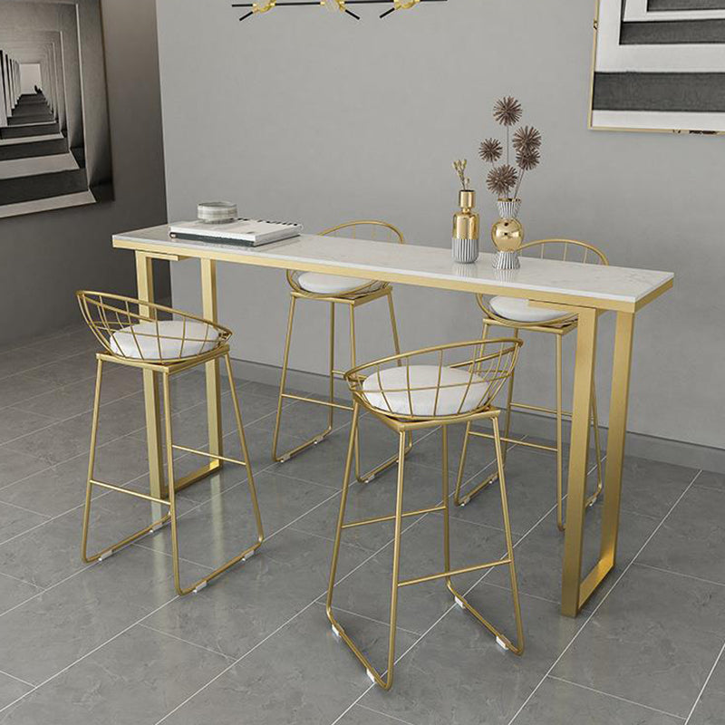 Modern Faux Marble Bistro Bar Table Rectangle Metal Base Bar Table Clearhalo 'Bar Furniture' 'Bar Tables' 'bar_tables' 'furn' 'furn_bar_tables' 'Furniture' 'Kitchen & Dining Furniture' 6748551