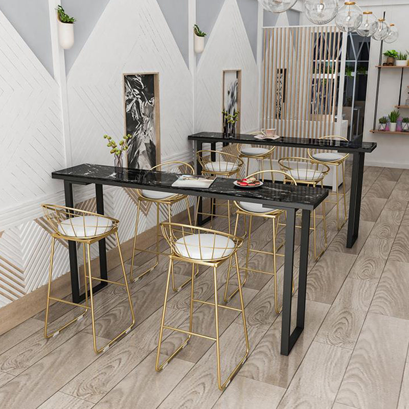 Modern Faux Marble Bistro Bar Table Rectangle Metal Base Bar Table Clearhalo 'Bar Furniture' 'Bar Tables' 'bar_tables' 'furn' 'furn_bar_tables' 'Furniture' 'Kitchen & Dining Furniture' 6748552