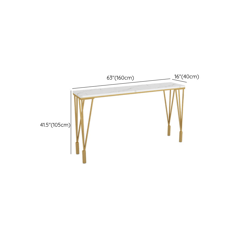 Glam Style Bistro Bar Table Rectangle Faux Marble Bar Table for Living Room
