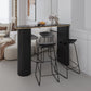 Faux Marble Bistro Bar Table Double Pedestal Bar Table for Living Room 47.2"L x 15.7"W x 41.3"H Black Without Chairs Clearhalo 'Bar Furniture' 'Bar Tables' 'bar_tables' 'furn' 'furn_bar_tables' 'Furniture' 'Kitchen & Dining Furniture' 6748580