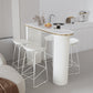 Faux Marble Bistro Bar Table Double Pedestal Bar Table for Living Room 63"L x 15.7"W x 41.3"H White Without Chairs Clearhalo 'Bar Furniture' 'Bar Tables' 'bar_tables' 'furn' 'furn_bar_tables' 'Furniture' 'Kitchen & Dining Furniture' 6748582