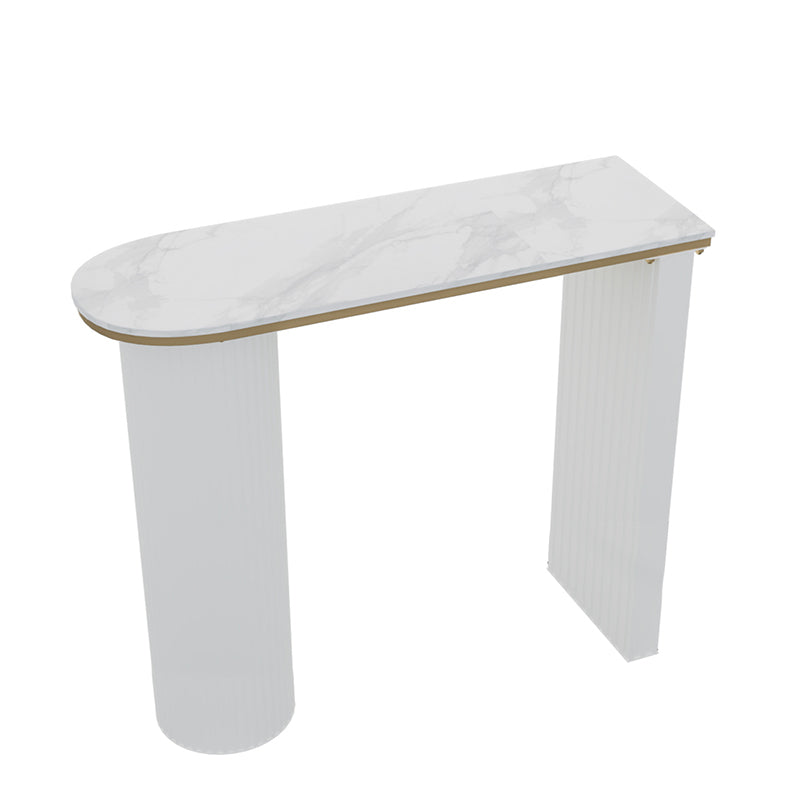 Faux Marble Bistro Bar Table Double Pedestal Bar Table for Living Room Clearhalo 'Bar Furniture' 'Bar Tables' 'bar_tables' 'furn' 'furn_bar_tables' 'Furniture' 'Kitchen & Dining Furniture' 6748583