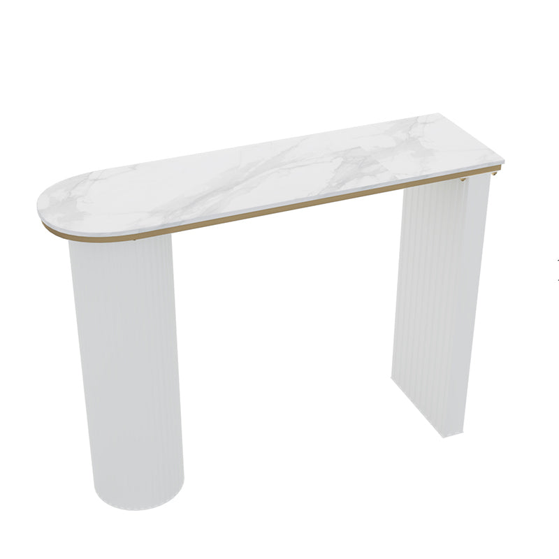 Faux Marble Bistro Bar Table Double Pedestal Bar Table for Living Room Clearhalo 'Bar Furniture' 'Bar Tables' 'bar_tables' 'furn' 'furn_bar_tables' 'Furniture' 'Kitchen & Dining Furniture' 6748586